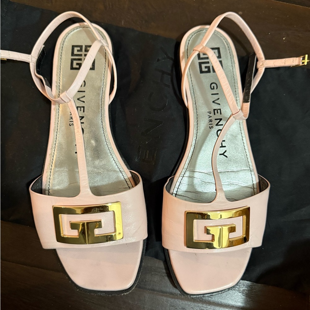 Givenchy Blush Sandals with Gold Detail
